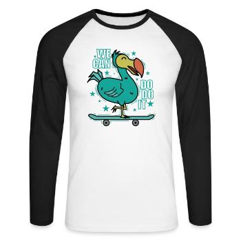 Nous pouvons le faire Nous pouvons le faire Oiseau Maurice - T-shirt baseball manches longues Homme - blanc/noir - Devant - Nik (191cm)