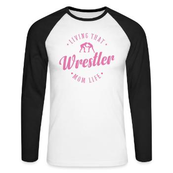 Living that Wrestler Mom Life Show Fight - Unisex Long Sleeve Baseball T-Shirt - white/black - Front - Nik (191cm)