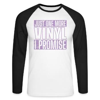 Juste un vinyle de plus que je promets de faire - T-shirt baseball manches longues Homme - blanc/noir - Devant - Nik (191cm)