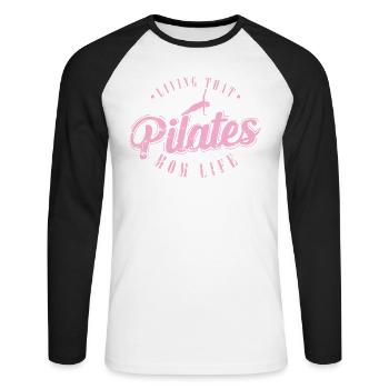 Living that Pilates Mom Life Powerhouse - Unisex Long Sleeve Baseball T-Shirt - white/black - Front - Nik (191cm)