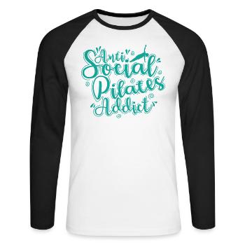 Anti Social Pilates Addict Powerhouse - Unisex Long Sleeve Baseball T-Shirt - white/black - Front - Nik (191cm)