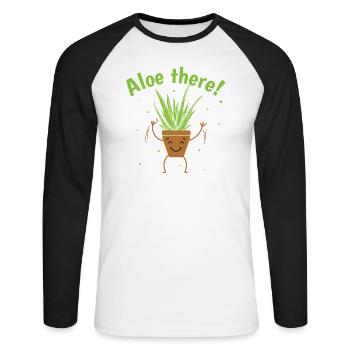 Aloe there! Aloe Vera Creme Kosmetik - Unisex Baseballshirt langarm - Weiß/Schwarz - Vorne - Nik (191cm)
