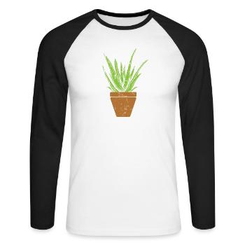 Pflanze Aloe Vera Kosmetik Natur - Unisex Baseballshirt langarm - Weiß/Schwarz - Vorne - Nik (191cm)