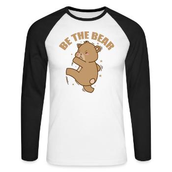 Be the Bear Wald Tier - Unisex Baseballshirt langarm - Weiß/Schwarz - Vorne - Nik (191cm)