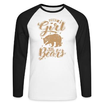 Just a Girls who loves Bears pink bear - Unisex Long Sleeve Baseball T-Shirt - white/black - Front - Nik (191cm)