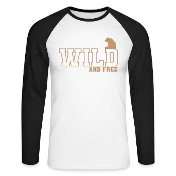 Wild and Free Brown Bear Animal - Unisex Long Sleeve Baseball T-Shirt - white/black - Front - Nik (191cm)