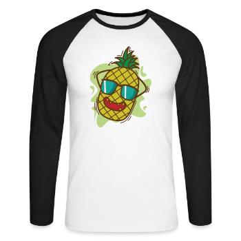 Refroidissements d’ananas en vacances fruits tropicaux sucrés - T-shirt baseball manches longues Homme - blanc/noir - Devant - Nik (191cm)