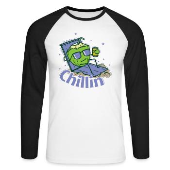 Chillin sur la plage exotique - T-shirt baseball manches longues Homme - blanc/noir - Devant - Nik (191cm)