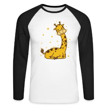 niedliche Giraffe Zoo Tierpark Safari - Unisex Baseballshirt langarm - Weiß/Schwarz - Vorne - Nik (191cm)