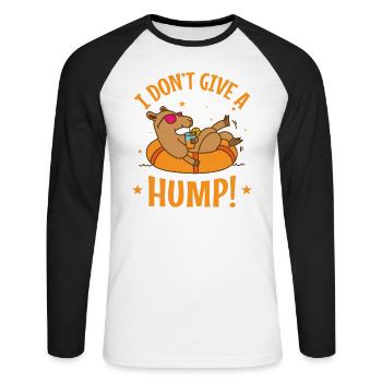I Don't give a Hump! Kamel Dromedar - Unisex Baseballshirt langarm - Weiß/Schwarz - Vorne - Nik (191cm)