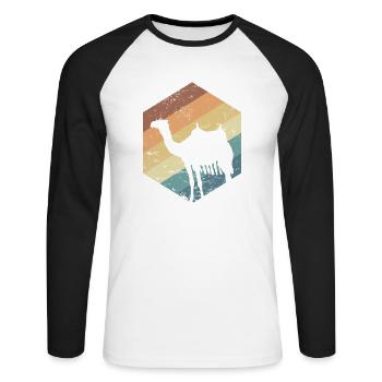 Kamel Dromedar Karawane Höcker Wüste - Unisex Baseballshirt langarm - Weiß/Schwarz - Vorne - Nik (191cm)