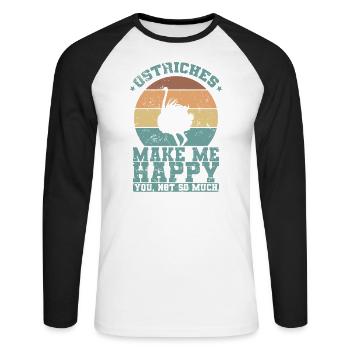 Les autruches me rendent heureux Tu n’es pas tellement Vogel - T-shirt baseball manches longues Homme - blanc/noir - Devant - Nik (191cm)