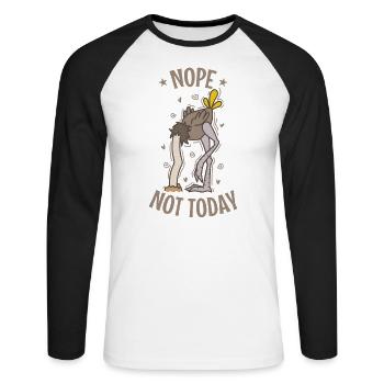 Nope Not Today Strauß Kopf im Sand Laufvogel - Unisex Baseballshirt langarm - Weiß/Schwarz - Vorne - Nik (191cm)
