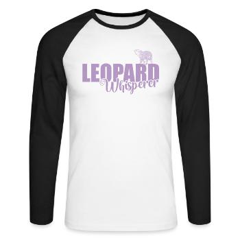 Leopard Whisperer Raubkatze Raubtier - Unisex Baseballshirt langarm - Weiß/Schwarz - Vorne - Nik (191cm)