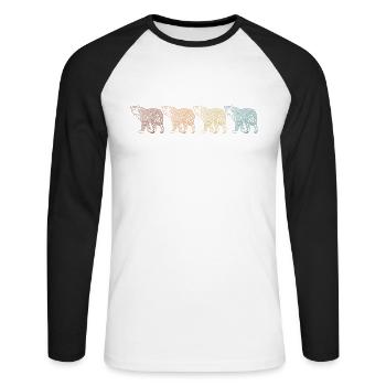 Léopard Grand Chat Prédateur Afrique - T-shirt baseball manches longues Homme - blanc/noir - Devant - Nik (191cm)