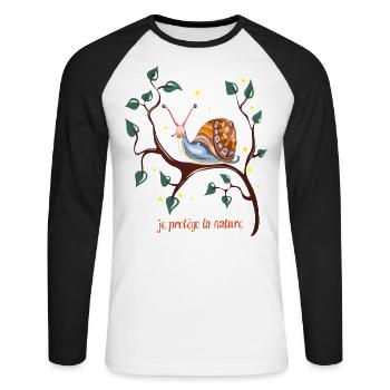 escargot - T-shirt baseball manches longues Homme - blanc/noir - Devant - Nik (191cm)