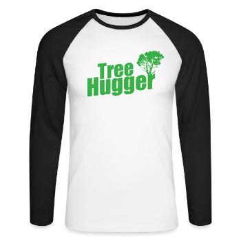 Tree Hugger Nature Forests Leaves - Unisex Long Sleeve Baseball T-Shirt - white/black - Front - Nik (191cm)