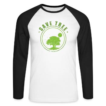 Save Tree Nature Forests Leaves Environment - Unisex Long Sleeve Baseball T-Shirt - white/black - Front - Nik (191cm)