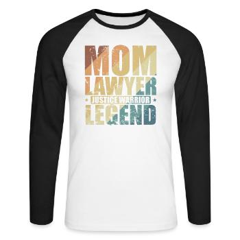 Mom Lawyer Justice Warrior Legend Jurist - Unisex Long Sleeve Baseball T-Shirt - white/black - Front - Nik (191cm)
