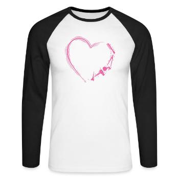 Herz mit Friseur Arbeitsmittel Beruf Haare - Unisex Baseballshirt langarm - Weiß/Schwarz - Vorne - Nik (191cm)