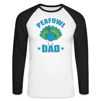 Peafowl Dad Vogel Fasan Tierpark Federn - Unisex Baseballshirt langarm - Weiß/Schwarz - Vorne - Nik (191cm)