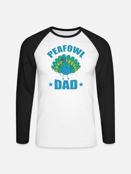 Peafowl Dad Vogel Fasan Tierpark Federn - Unisex Baseballshirt langarm - Weiß/Schwarz