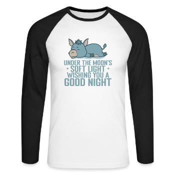 Moon's soft Light, wishing you a good Night - Unisex Baseballshirt langarm - Weiß/Schwarz - Vorne - Nik (191cm)