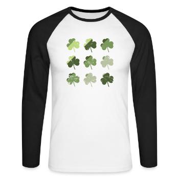 Shamrocks Saint-Patrick - T-shirt baseball manches longues Homme - blanc/noir - Devant - Nik (191cm)