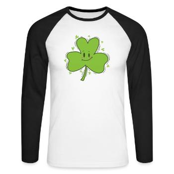 Shamrock St. Patrick’s Day Fun - T-shirt baseball manches longues Homme - blanc/noir - Devant - Nik (191cm)