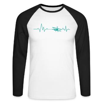 Heartbeat pour wingwalking Heartbeat line - T-shirt baseball manches longues Homme - blanc/noir - Devant - Nik (191cm)