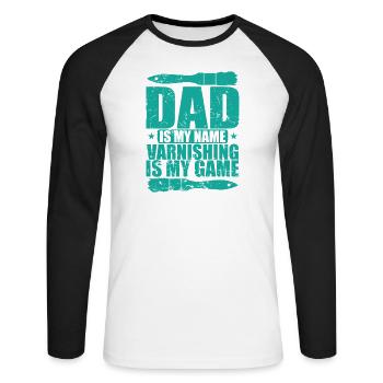 Papa est mon nom Le vernissage est mon jeu - T-shirt baseball manches longues Homme - blanc/noir - Devant - Nik (191cm)