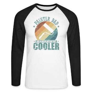 Père peintre comme un père ordinaire mais plus cool - T-shirt baseball manches longues Homme - blanc/noir - Devant - Nik (191cm)