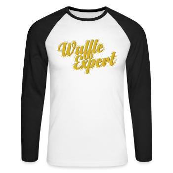 Waffles Expert Teig Gebäck Snack - Unisex Baseballshirt langarm - Weiß/Schwarz - Vorne - Nik (191cm)