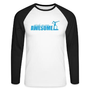 unleash you inner Awesome Acroyoga Sport - Unisex Long Sleeve Baseball T-Shirt - white/black - Front - Nik (191cm)
