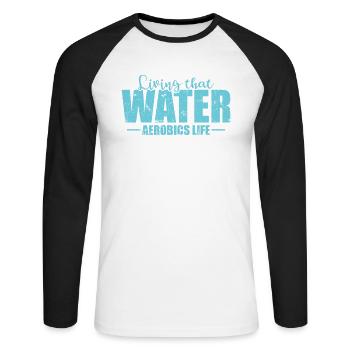 Vivre que l’aquagym Vie Santé - T-shirt baseball manches longues Homme - blanc/noir - Devant - Nik (191cm)