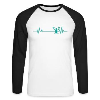Heartbeat Line Water Aerobics Sport - Unisex Long Sleeve Baseball T-Shirt - white/black - Front - Nik (191cm)
