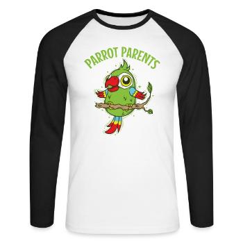 Parrot Parents Tier Vogel - Unisex Baseballshirt langarm - Weiß/Schwarz - Vorne - Nik (191cm)