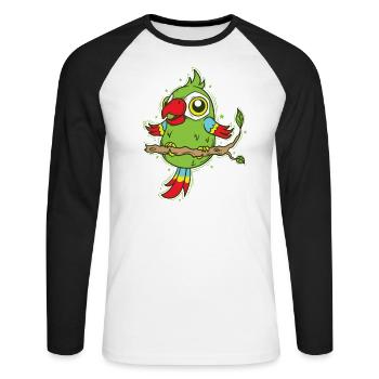 Parrot on a Tree Bird Exotic Animal - Unisex Long Sleeve Baseball T-Shirt - white/black - Front - Nik (191cm)