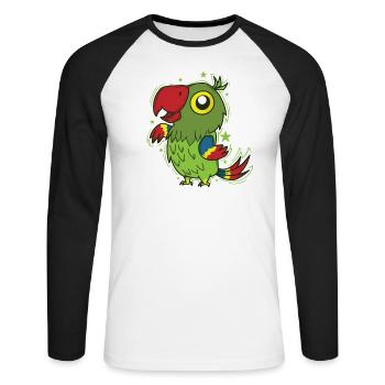 Parrot Dancing Bird Talking Animal - Unisex Long Sleeve Baseball T-Shirt - white/black - Front - Nik (191cm)