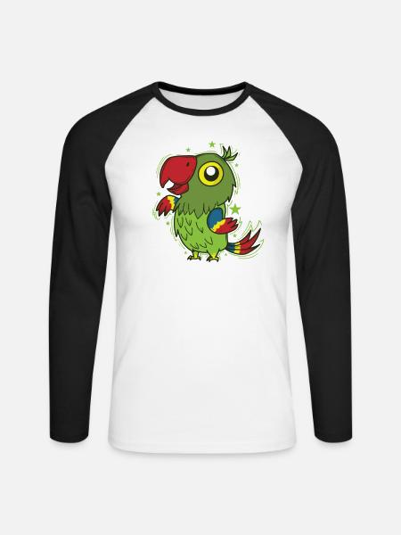 Parrot Dancing Bird Talking Animal - Unisex Long Sleeve Baseball T-Shirt - white/black