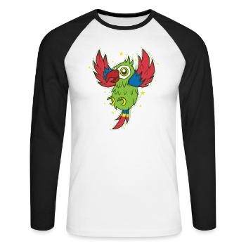 Perroquet Terres Oiseau Parlant Animal - T-shirt baseball manches longues Homme - blanc/noir - Devant - Nik (191cm)