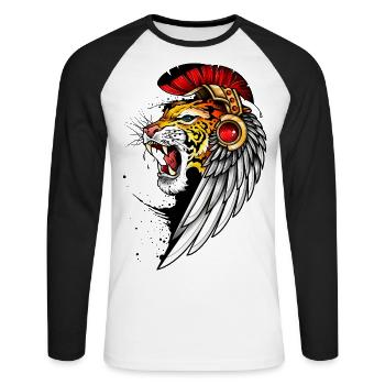 Rugissement sauvage - T-shirt baseball manches longues Homme - blanc/noir - Devant - Nik (191cm)