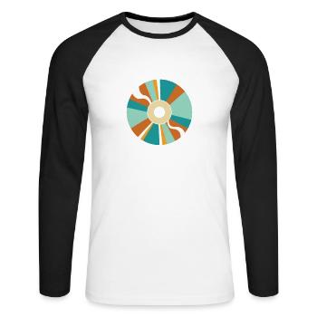 CD-ROM Retro Memory Module Disk - Unisex Long Sleeve Baseball T-Shirt - white/black - Front - Nik (191cm)