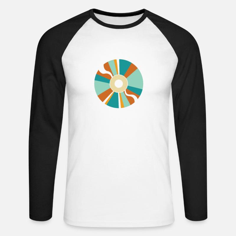 CD-Rom Retrospeichermodul Datenträger - Unisex Baseballshirt langarm - Weiß/Schwarz