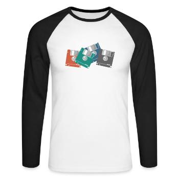 Colorful Floppy Disks Retro Memory Module Disk - Unisex Long Sleeve Baseball T-Shirt - white/black - Front - Nik (191cm)
