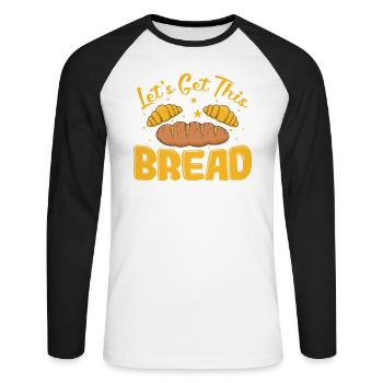 Let's get this Bread Bäcker Backware - Unisex Baseballshirt langarm - Weiß/Schwarz - Vorne - Nik (191cm)