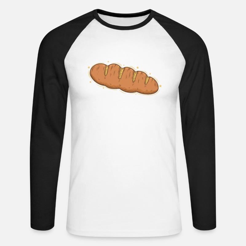 Brot ist leckere Backware - Unisex Baseballshirt langarm - Weiß/Schwarz