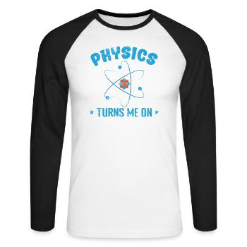 La physique m’excite sur Studium - T-shirt baseball manches longues Homme - blanc/noir - Devant - Nik (191cm)
