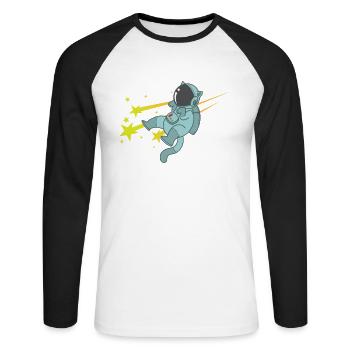 Shooting Stars with Astronaut Sky - Unisex Long Sleeve Baseball T-Shirt - white/black - Front - Nik (191cm)