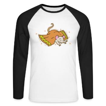 Maus unter der Decke Natur Haustier - Unisex Baseballshirt langarm - Weiß/Schwarz - Vorne - Nik (191cm)